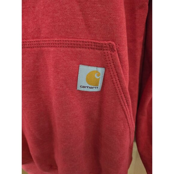 Carhartt Red Loose Fit Hoodie XS Sweatshirt With Kangaroo Pocket & Sleeve Logo - Picture 5 of 7
